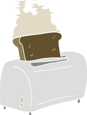 Bir insan tarafından çizilmiş tost makinesinin düz renk çizimi