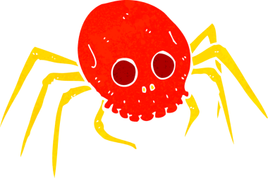 Bir insan tarafından çizilmiş ürkütücü kafatası örümceği.