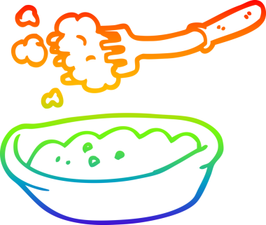 Gökkuşağı gradyan çizgisi bir insan tarafından çizilmiş bir yemek kasesinin çizimi