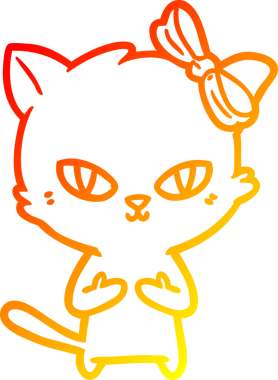 Bir insan tarafından çizilmiş sevimli bir çizgi film kedisinin sıcak çizgi çizgisi.