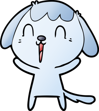 Bir insan tarafından çizilmiş şirin bir çizgi film köpeği.