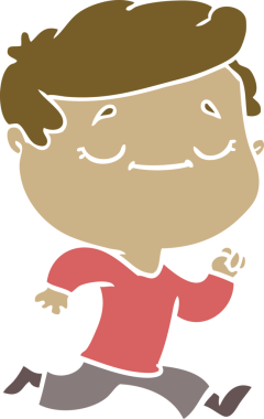 Düz renkli çizgi film. Bir insan tarafından çizilmiş barışçıl bir adam.