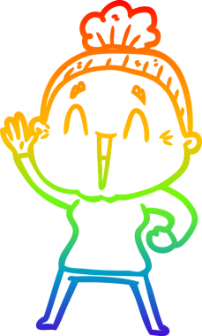 Gökkuşağı gradyan çizgi çizimi Bir insan tarafından çizilmiş mutlu yaşlı kadın