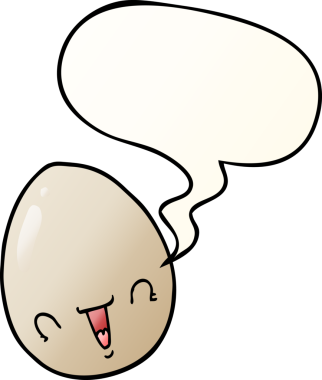 bir insan tarafından çizilmiş, konuşma baloncuklu karikatür yumurtası.