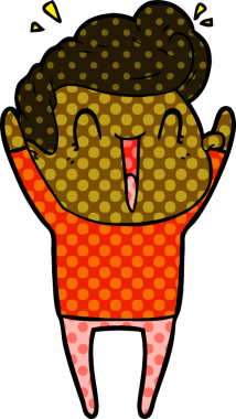 Bir insan tarafından çizilmiş heyecanlı bir çizgi film.