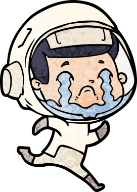 Bir insan tarafından çizilmiş ağlayan astronot çizgi filmi.
