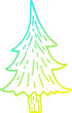 Bir insan tarafından çizilmiş çam ağaçlarının soğuk gradyan çizgileri.