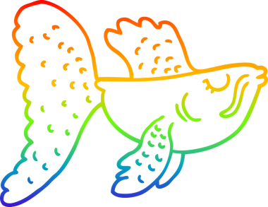 Gökkuşağı gradyan çizgi çizimi Bir insan tarafından çizilmiş Çin dövüş balığı