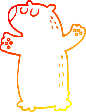 Bir insan tarafından çizilmiş çizgi film ayısının sıcak çizgi çizimi