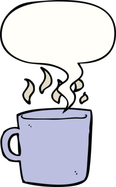 bir insan tarafından çizilmiş sıcak kahve fincanı.