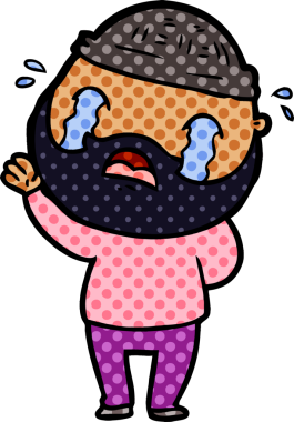 Çizgi film sakallı adam bir insan tarafından çizilmiş ağlıyor.