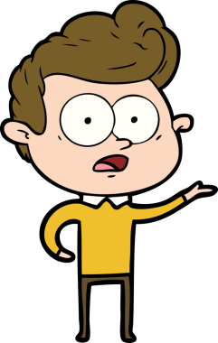 Bir insan tarafından çizilmiş çizgi film bakışlı adam.