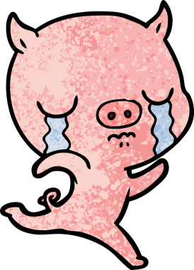 Çizgi film koşan domuz bir insan tarafından çizilmiş.