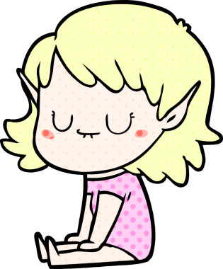 Bir insan tarafından çizilmiş mutlu elf kızı.