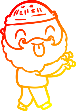 Sakallı bir adamın insan tarafından çizilmiş sıcak bir çizgi çizimi.