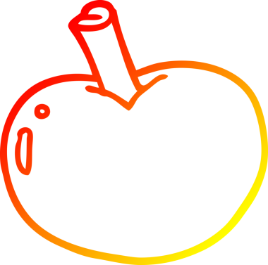 Bir insan tarafından çizilen elma çizgi romanının sıcak gradyan çizimi