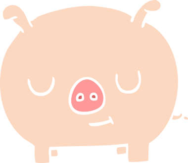 Bir insan tarafından çizilmiş mutlu domuz.