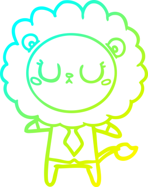 Bir insan tarafından çizilmiş iş kıyafetleri içinde çizgi film aslanı çizimi.