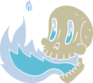 Bir insan tarafından çizilmiş alevli kafatası.