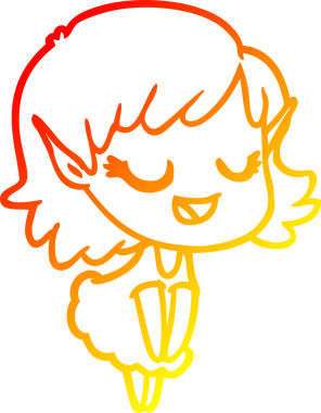 Bir insan tarafından çizilmiş mutlu bir elf kızı çizimi.