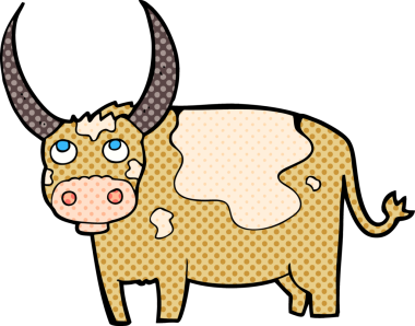 bir insan tarafından çizilmiş çizgi film ineği