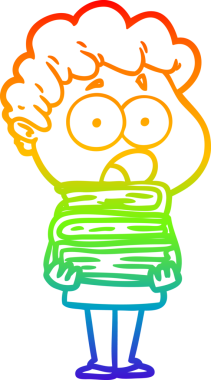 Gökkuşağı gradyan çizgi çizimi Bir insan tarafından çizilmiş şaşırarak nefes nefese bir çizgi film adamı