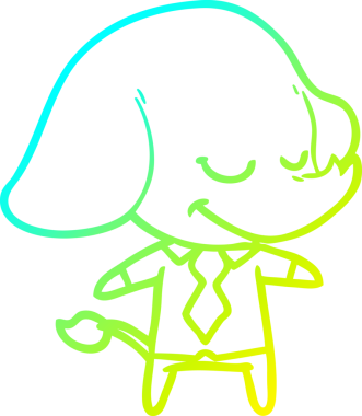 Bir insan tarafından çizilmiş gülümseyen fil yöneticisinin soğuk gradyan çizimi.