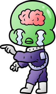 çizgi film büyük beyin uzaylı ağlayan ve bir insan tarafından çizilen