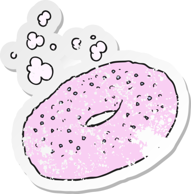 Bir insan tarafından çizilmiş karikatür simit etiketi.