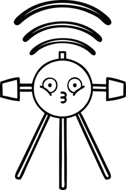 Bir insan tarafından çizilmiş bir uydu karikatürü.