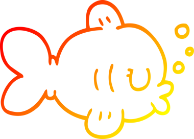 Bir insan tarafından çizilmiş komik bir karikatür balığının sıcak çizgi çizimi