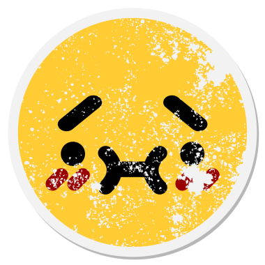 bir insan tarafından çizilmiş utangaç yüz dairesel etiketi