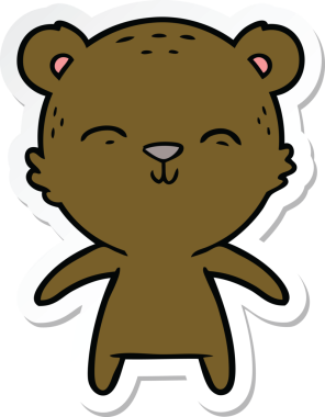 Bir insan tarafından çizilmiş mutlu çizgi film ayısının çıkartması.