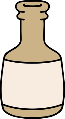 Bir insan tarafından çizilmiş eski bir bira şişesinin karikatürü.