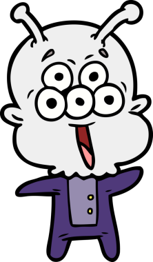 Bir insan tarafından çizilmiş mutlu bir uzaylı çizgi filmi.