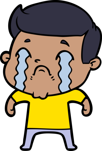 Bir insan tarafından çizilmiş ağlayan çizgi film adamı.