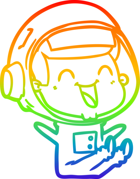 gökkuşağı gradyan çizimi mutlu bir çizgi astronot çizimi bir insan tarafından çizildi