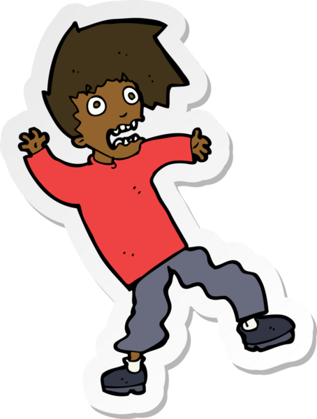 Bir insan tarafından çizilmiş bir karikatürün çıkartması.