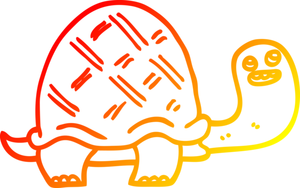 Bir insan tarafından çizilen mutlu kaplumbağa çizgi çizimi.