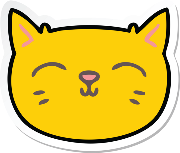 Bir insan tarafından çizilmiş garip bir kedi suratının çıkartması.