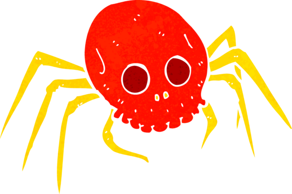 Bir insan tarafından çizilmiş ürkütücü kafatası örümceği.