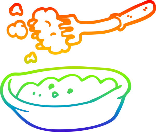 Gökkuşağı gradyan çizgisi bir insan tarafından çizilmiş bir yemek kasesinin çizimi