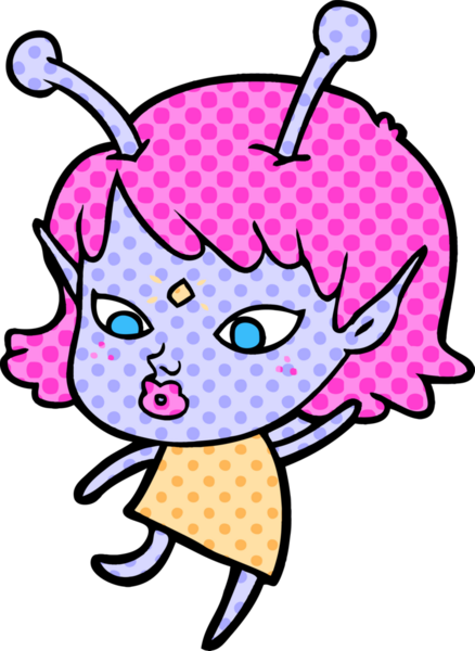 Güzel uzaylı kız bir insan tarafından çizilmiş.