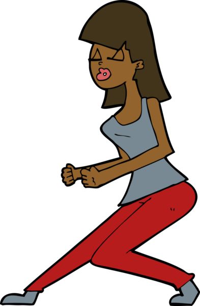 Bir insan tarafından çizilmiş çılgın dans eden kız.