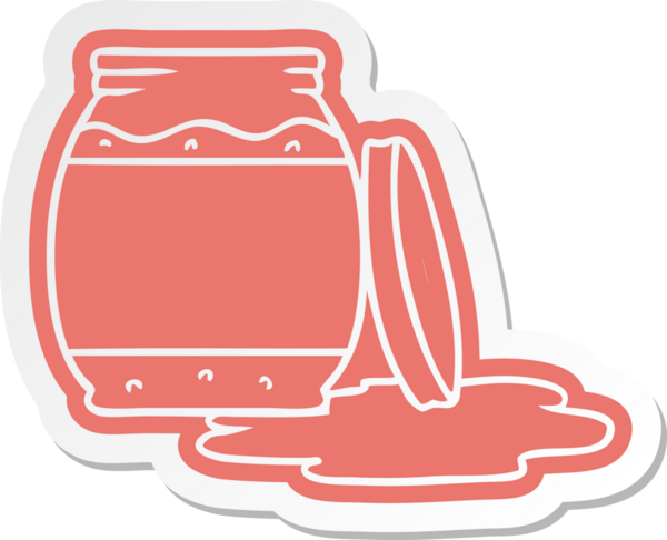 Bir insan tarafından çizilmiş çilek reçelinin karikatür etiketi.