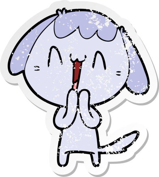 Bir insan tarafından çizilmiş şirin bir köpeğin sıkıntılı çıkartması.