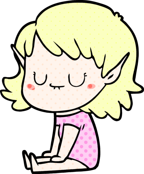 Bir insan tarafından çizilmiş mutlu elf kızı.