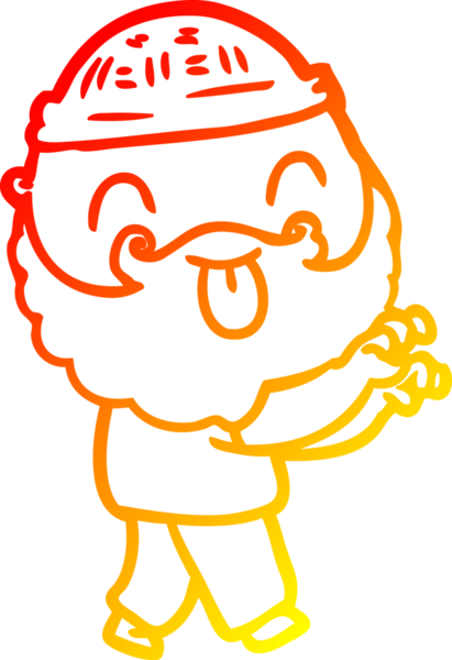 Sakallı bir adamın insan tarafından çizilmiş sıcak bir çizgi çizimi.