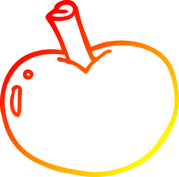 Bir insan tarafından çizilen elma çizgi romanının sıcak gradyan çizimi