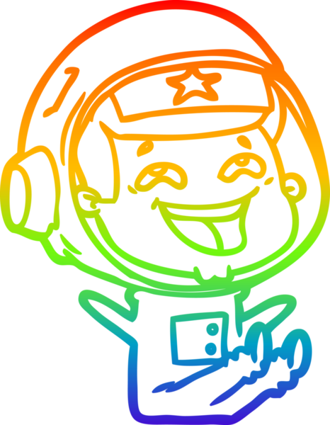 Gökkuşağı gradyan çizgi çizimi Bir insan tarafından çizilmiş gülen astronot